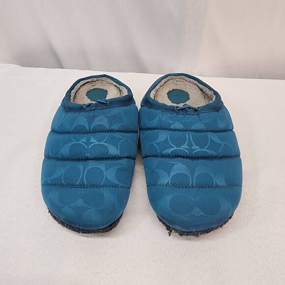 Coach Size 7.5 Rachelle Slippers Slides Women Lagoon Blue Comfort Lined HH - Picture 1 of 8